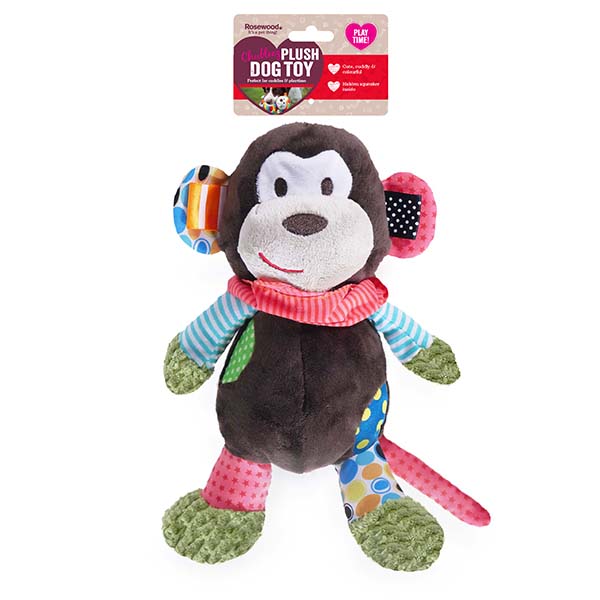 Rosewood Chubleez Mitchel Monkey Soft Squeaky Dog Toy
