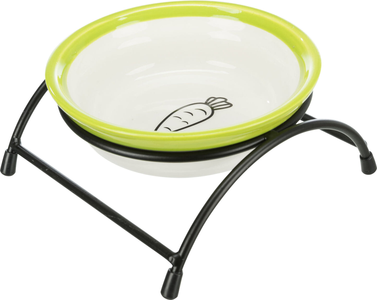 Trixie Ceramic Rabbit Bowl With Holder 300ml White & Green