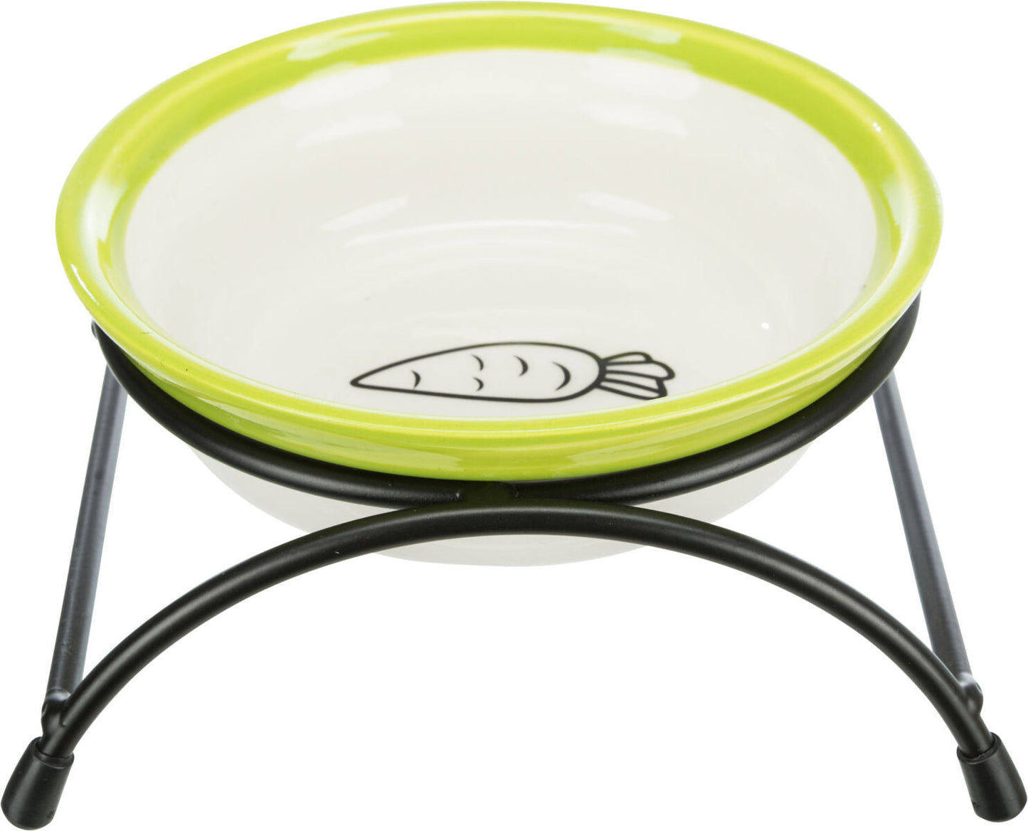 Trixie Ceramic Rabbit Bowl With Holder 300ml White & Green