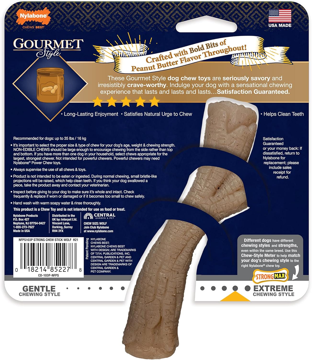 Nylabone Gourmet Stick Medium Peanut Butter
