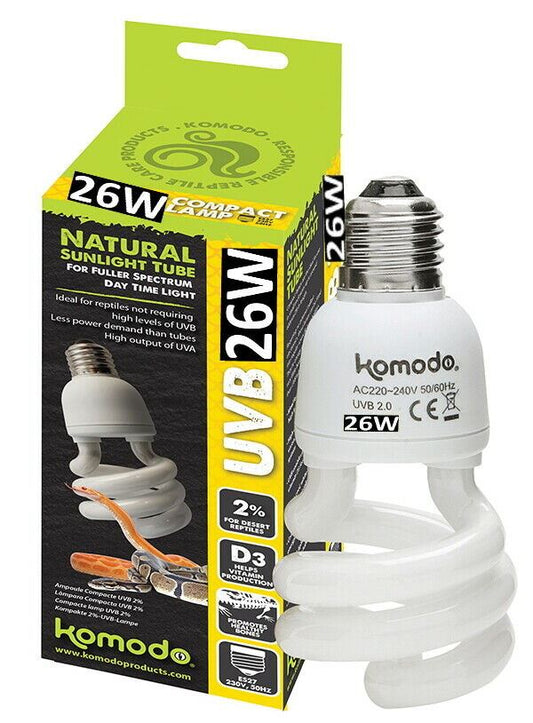 Komodo Uvb Compact Reptile Lamp 26w 2%