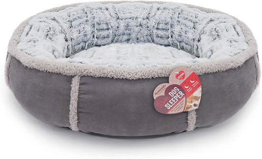 40 Winks Deep Plush Grey Donut Dog Bed 20"