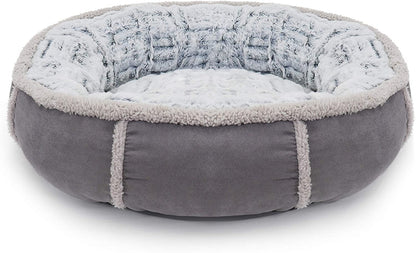 40 Winks Deep Plush Grey Donut Dog Bed 20"