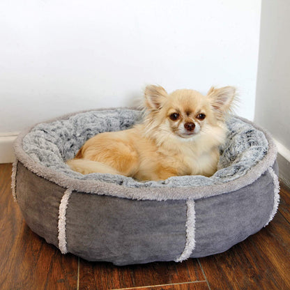 40 Winks Deep Plush Grey Donut Dog Bed 20"