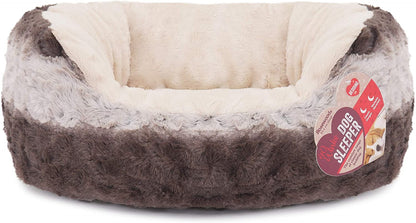 40 Winks Dog Sleeper Grey / Cream Snuggle Plush Oval 20"