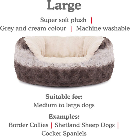 40 Winks Dog Sleeper Grey / Cream Snuggle Plush Oval 25"