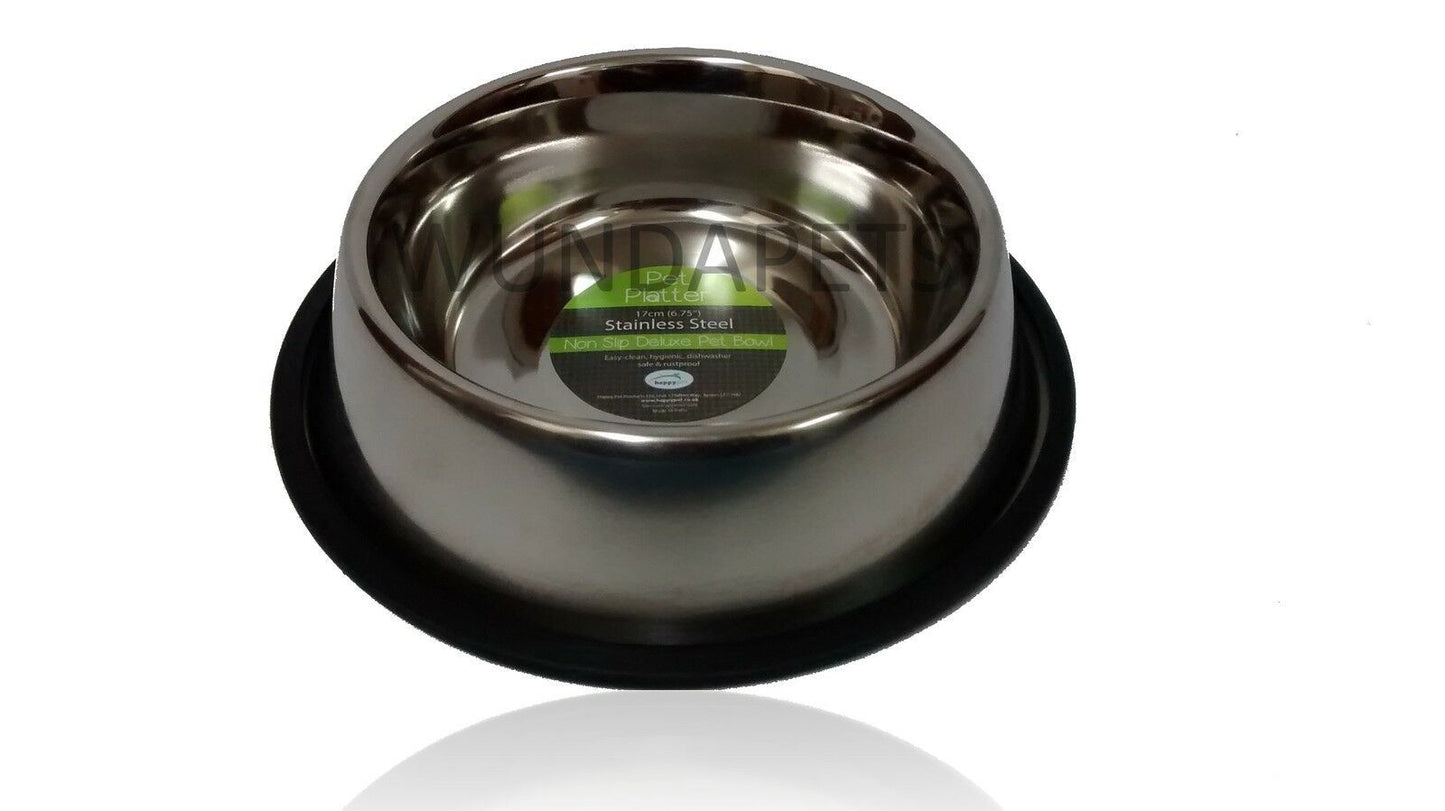 Pet Platter Stainless Steel Non Slip Bowl 17cm 8"