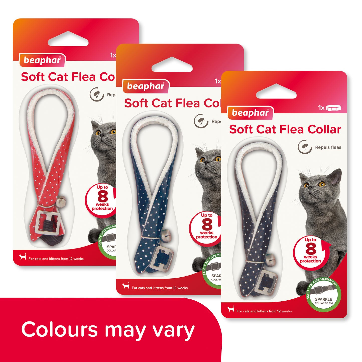 Beaphar Sparkle Velvet Cat Flea Collar Assorted Colours