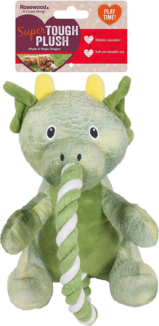 Rosewood Super Tough Plush Green Rope Dragon