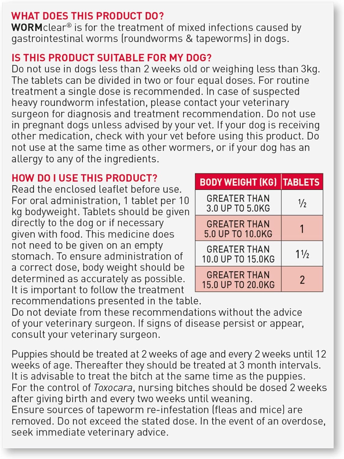 Beaphar Wormclear Dogs Up To 20kg 2 Tablets