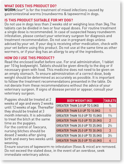 Beaphar Wormclear Dogs Up To 40kg 4 Tablets