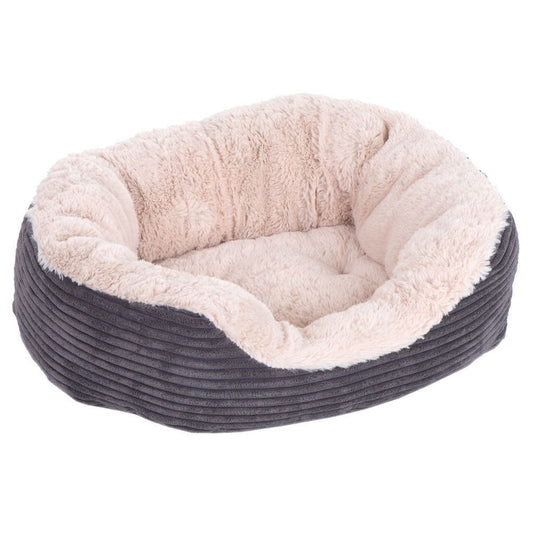 Rosewood Jumbo Grey Cord Plush 25" Dog Bed