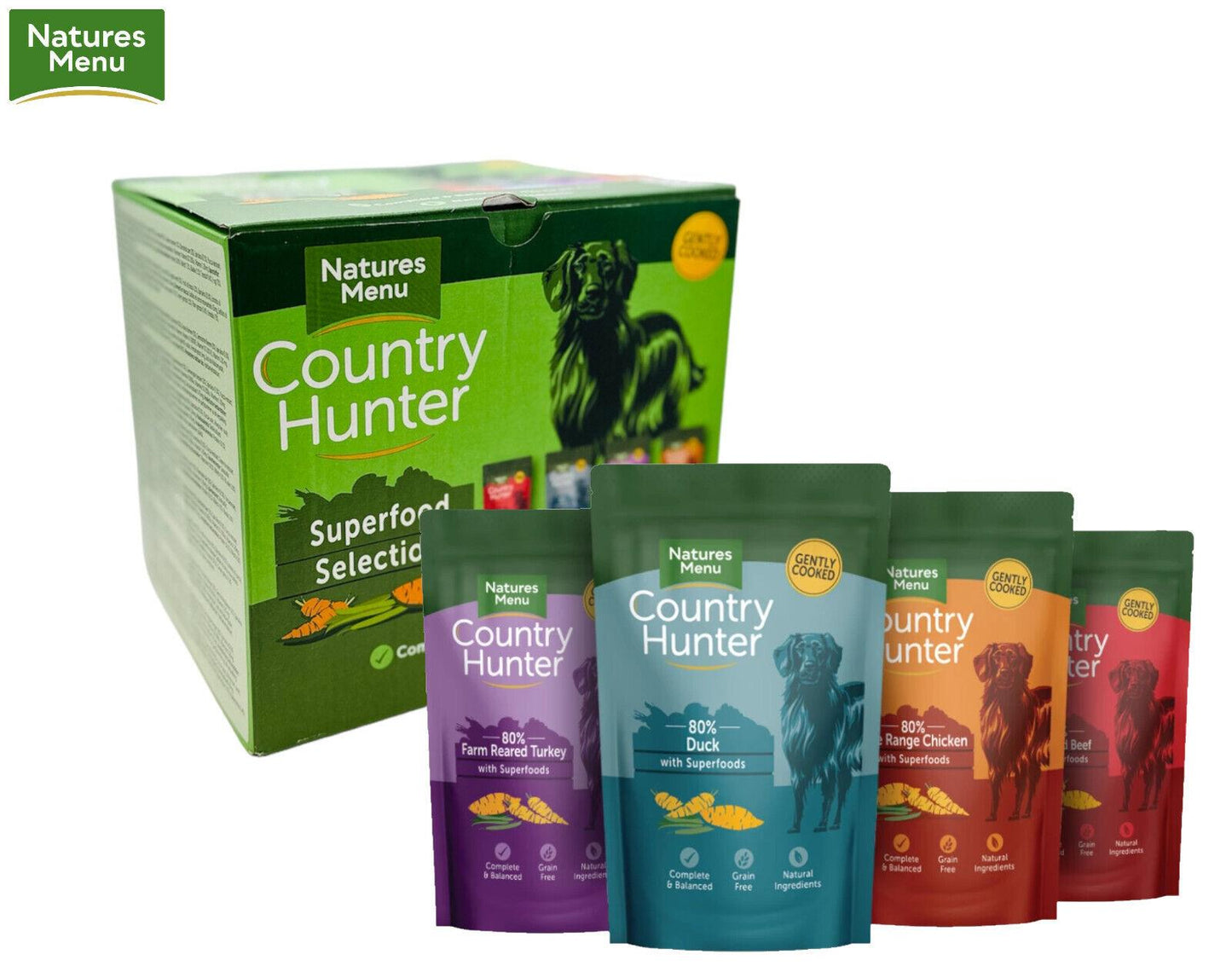 Natures Menu Country Hunter Dog Pouch Superfood Selection Multipack 12 x 150g