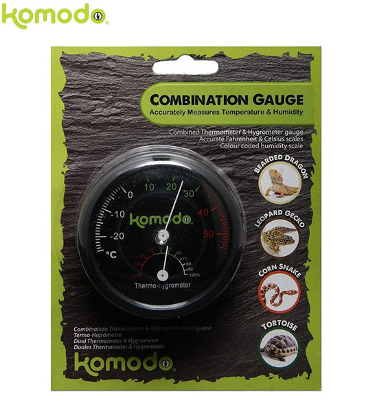 Komodo Combined Dual Guage Thermometer & Hygrometer Analogue