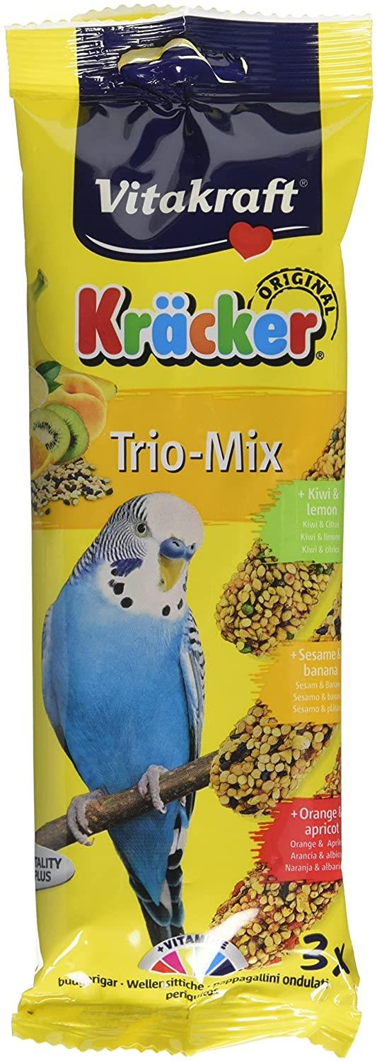 Vitakraft Trio Mix Budgie Kracker Sticks Kiwi Banana & Orange Triple Pack