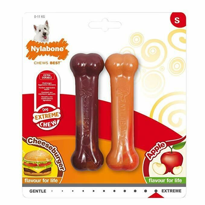 Nylabone Twin Pack Small Dog Apple & Cheeseburger