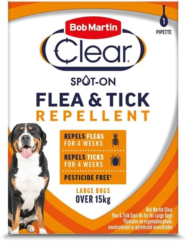 Bob Martin Clear Flea & Tick Repellent Dogs 15kg+ 1 Pipette