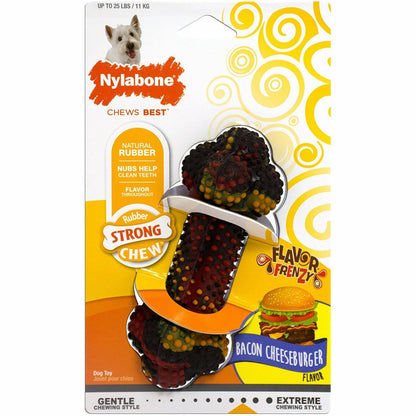 Nylabone Rubber Pimpled Bone Bacon Cheeseburger Small