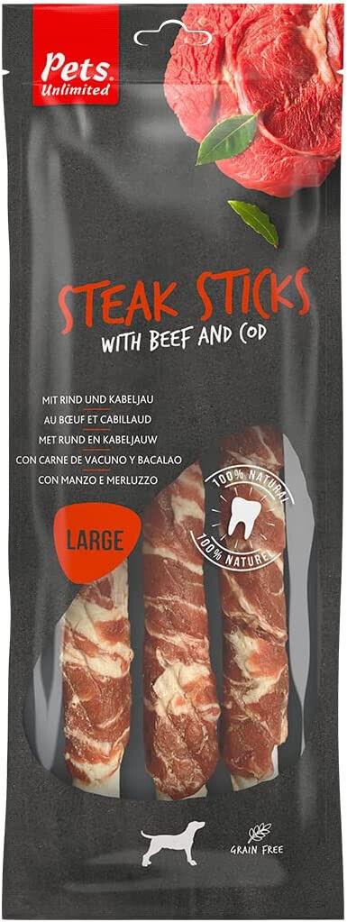 Rosewood Large Steak Sticks With Beef & Cod 240g