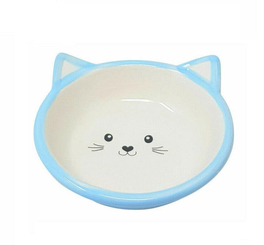 Pet Platter Kitten Face Bowl Blue