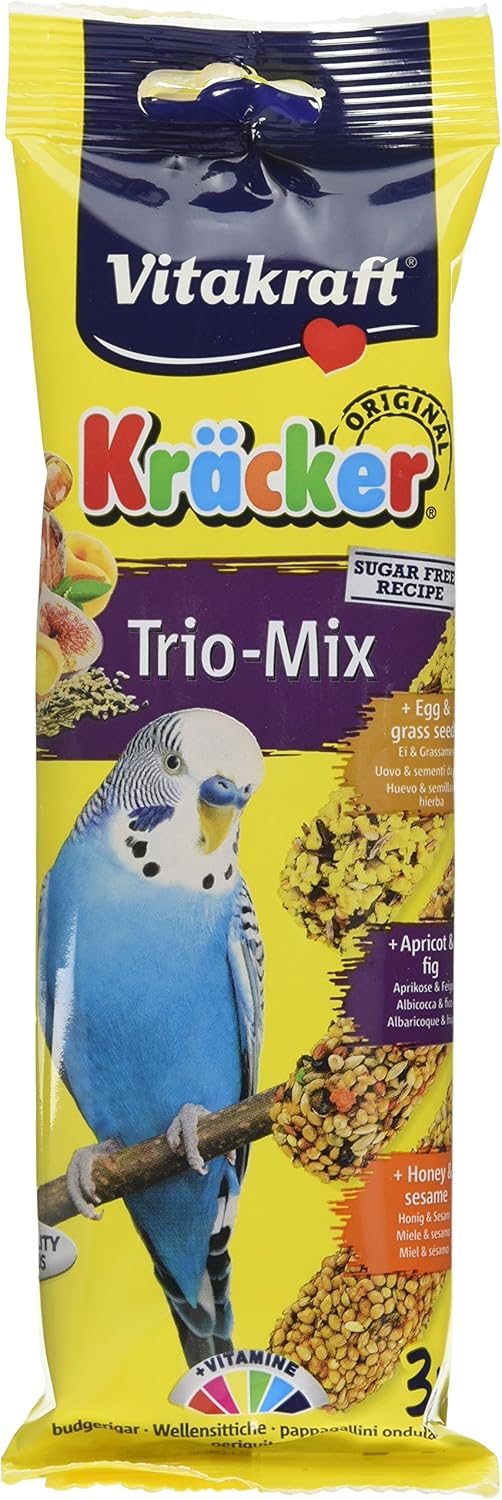 Vitakraft Trio Mix Budgie Kracker Sticks Egg Apricot & Honey Triple Pack