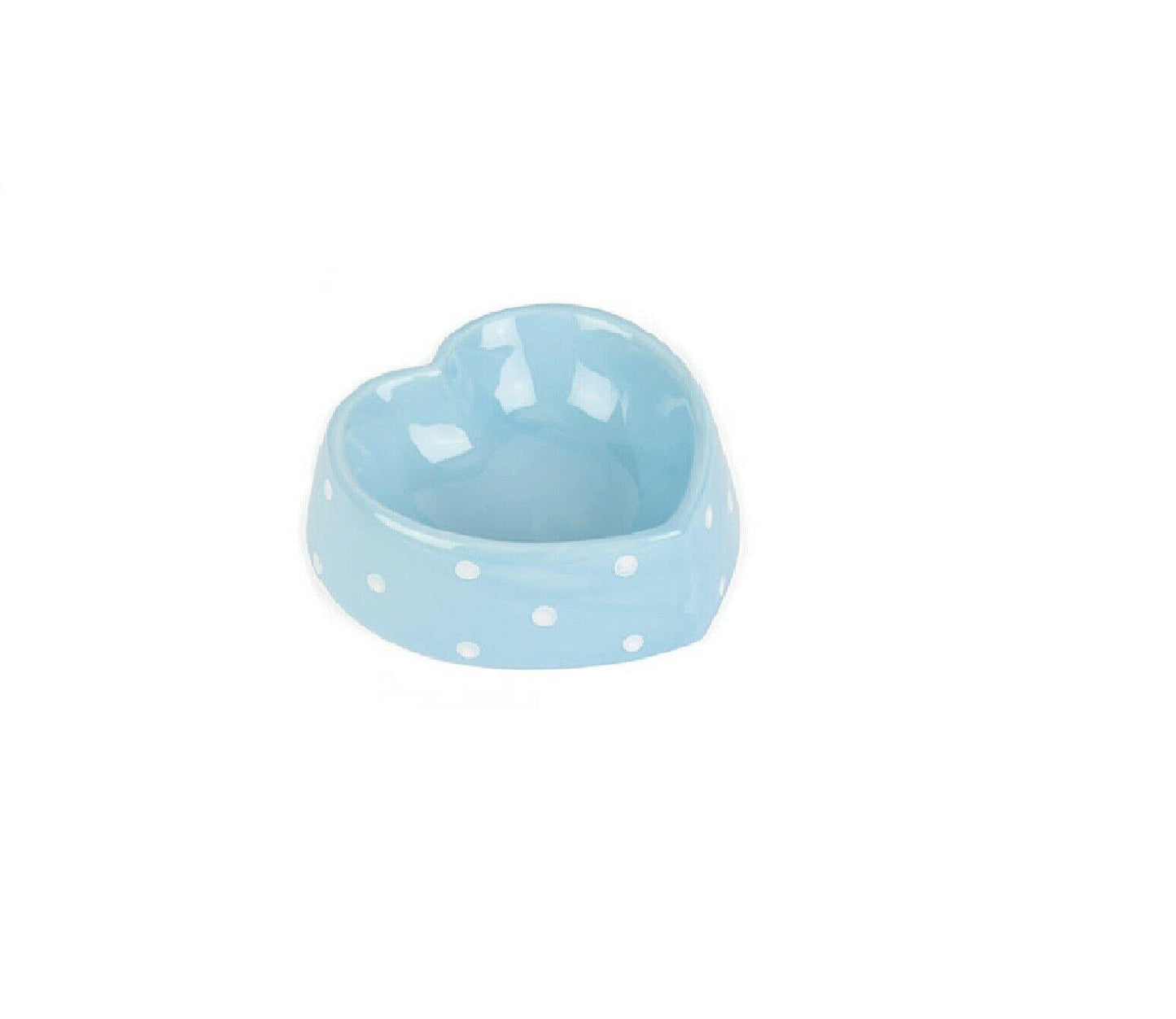 Pet Platter Polka Heart Pet Bowl Blue 15cm