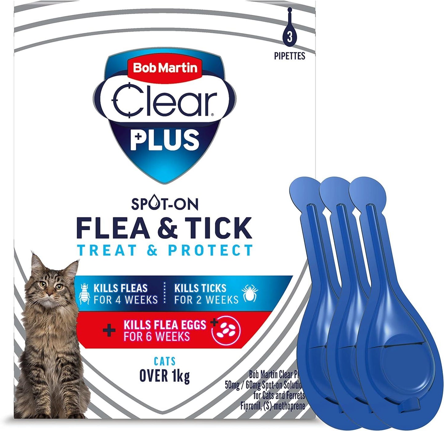 Bob Martin Clear Plus Spot On Cats 1kg+ 3 Pipettes