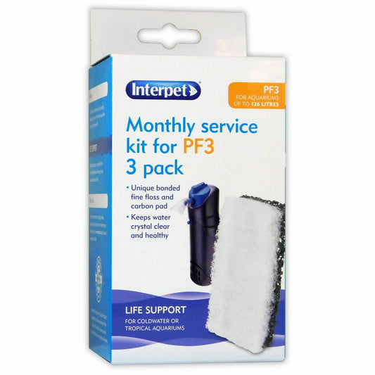 Interpet Pf 3 Service Kit Bonded Carbon & Sponge 3pcs