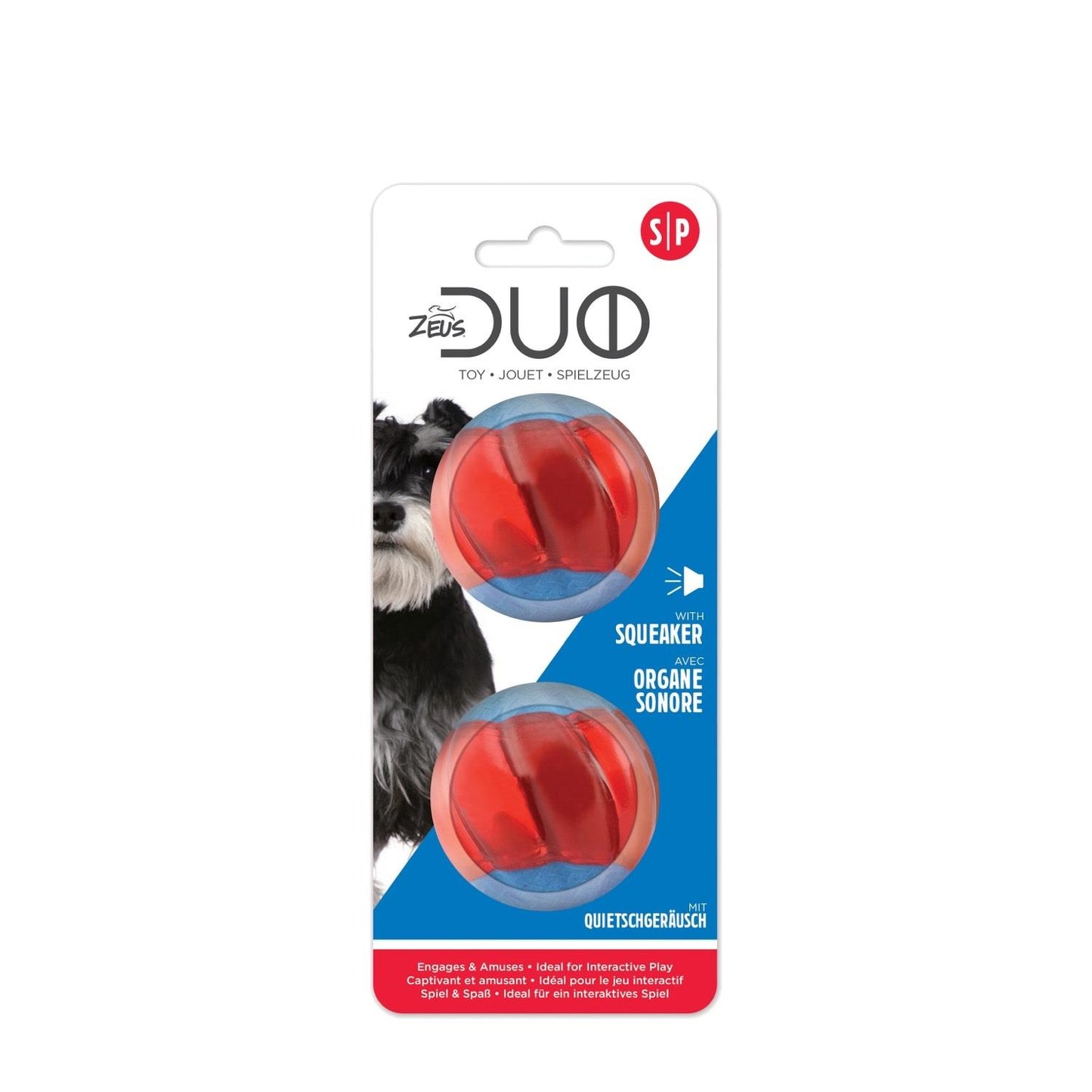 Zeus Duo Ball With Squeaker 2 Pack 5cm