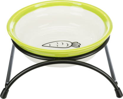 Trixie Ceramic Rabbit Bowl With Holder 300ml White & Green