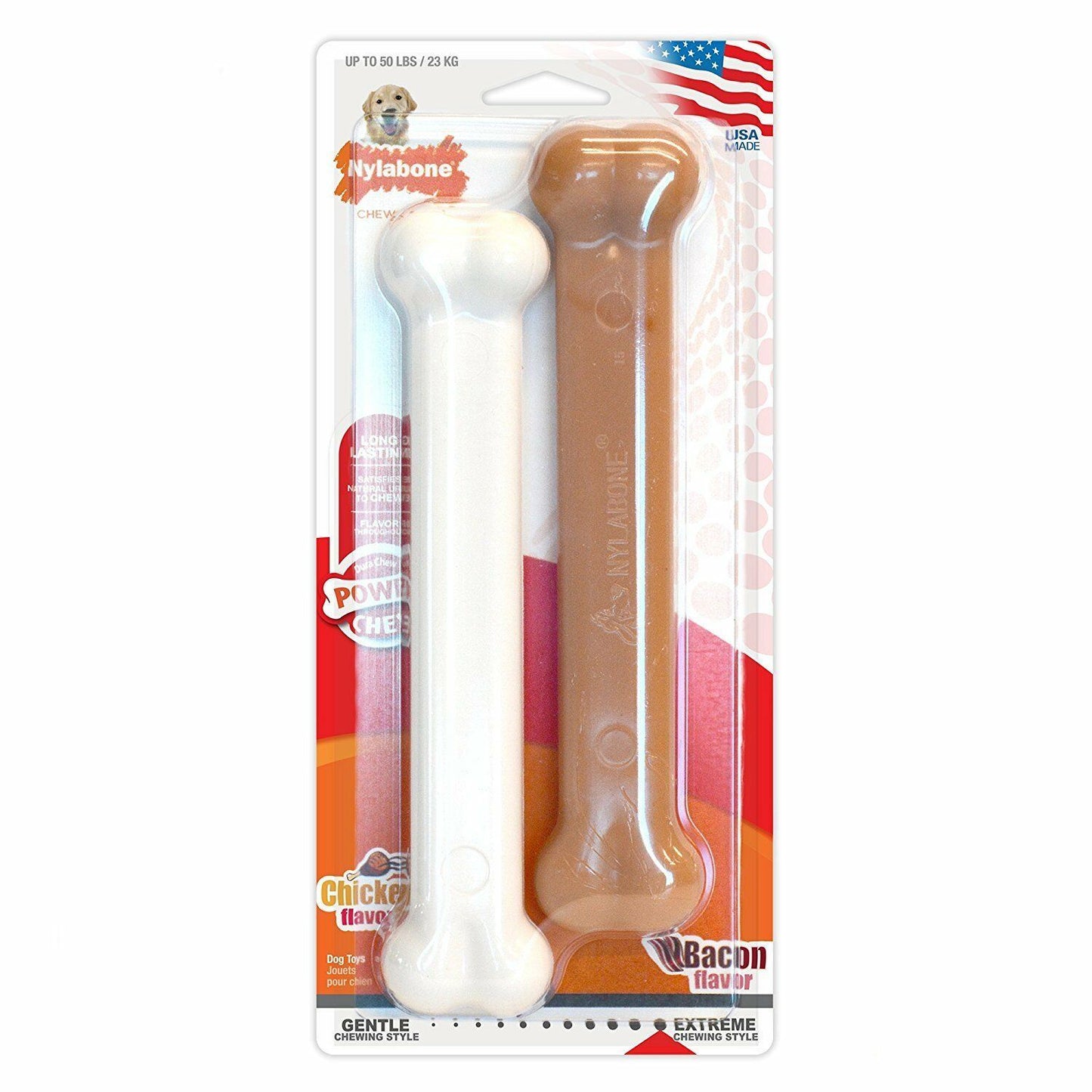 Nylabone Durachew Giant Twin Pack Chicken & Bacon