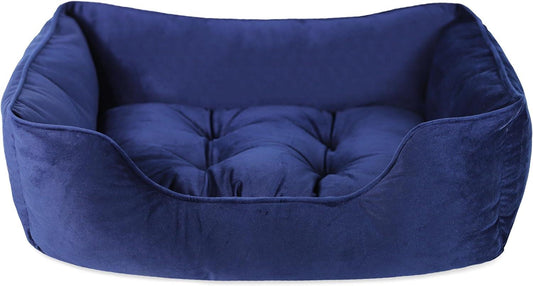 Rosewood Velvet Square Bed Navy Small