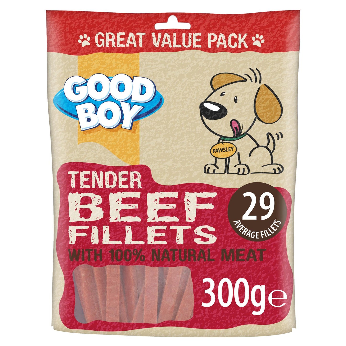 Good Boy Tender Beef Fillet Strips Value Bag 300g