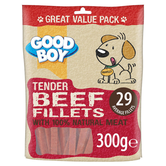 Good Boy Tender Beef Fillet Strips Value Bag 300g