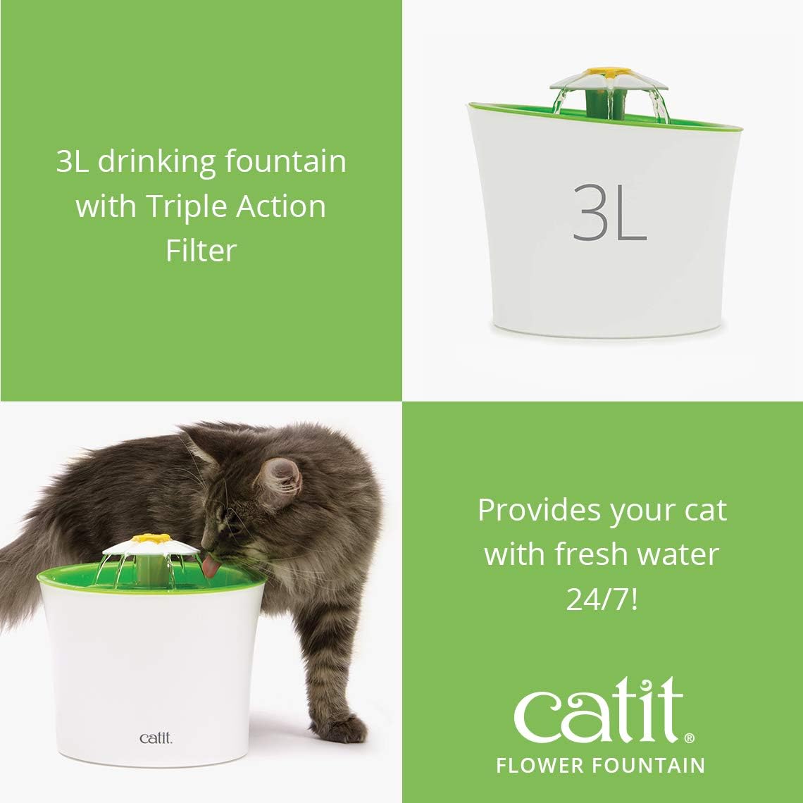 Catit 3 In 1 Flower Fountain Fountain 3ltr