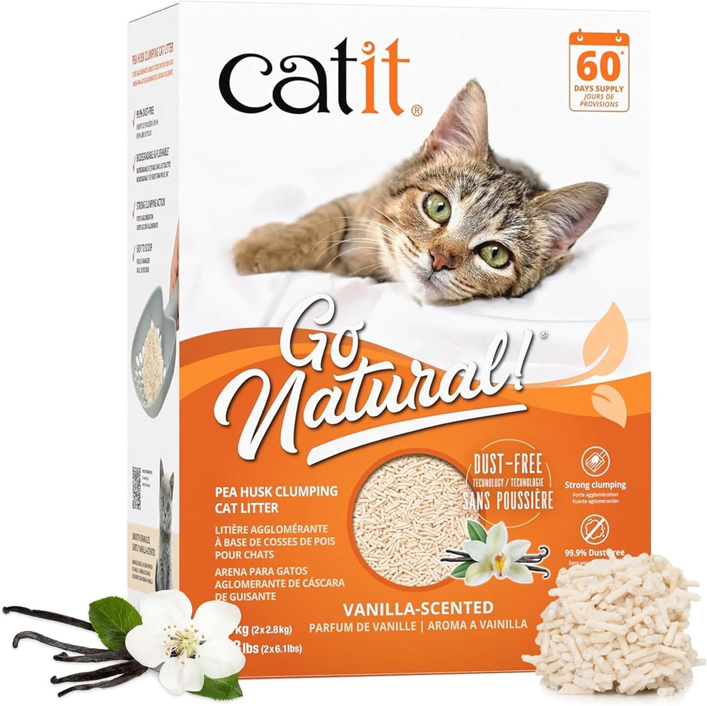 Catit Go Natural Pea Husk Cat Litter 14Ltr Vanilla