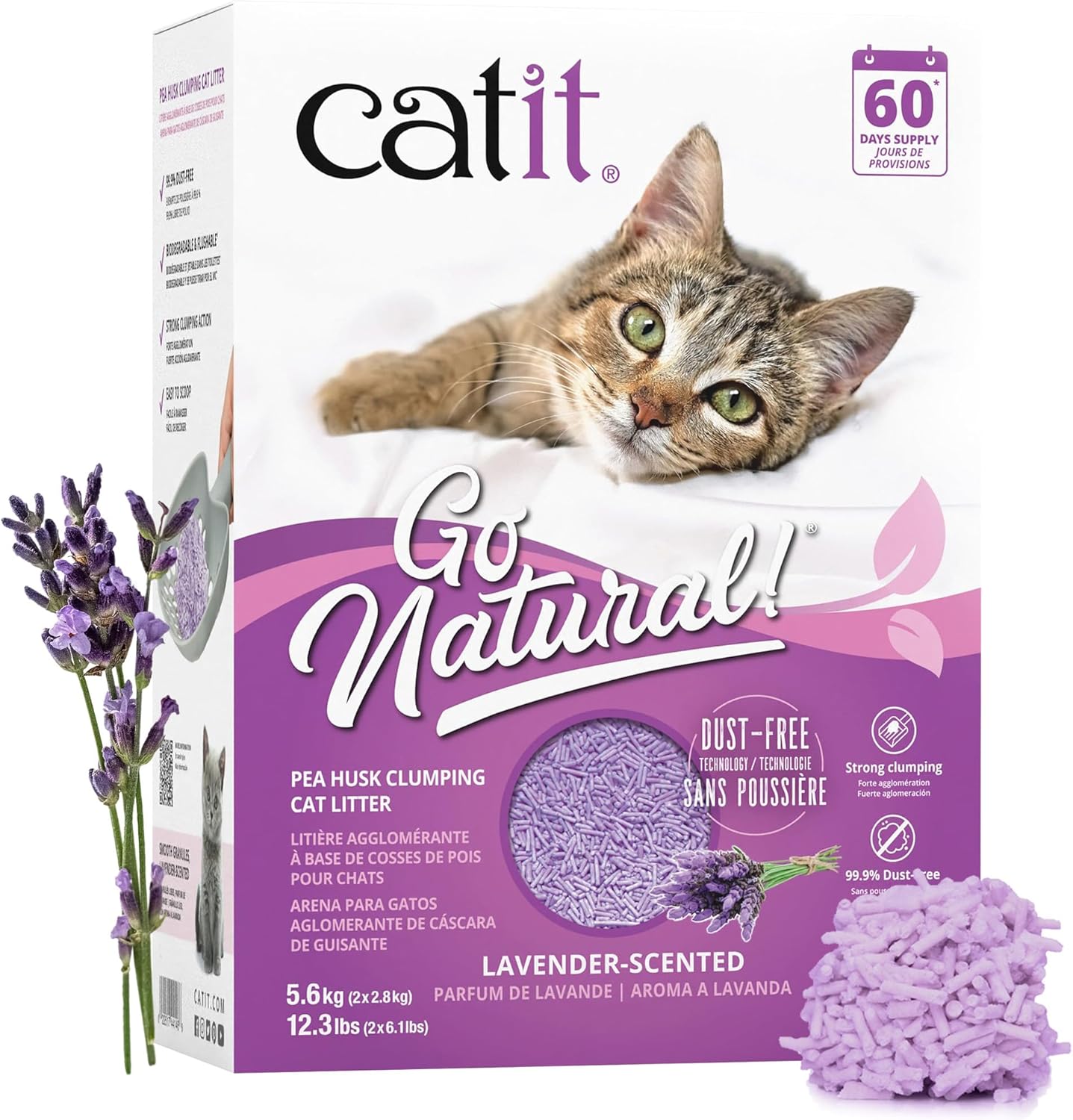 Catit Go Natural Pea Husk Cat Litter 14Ltr Lavender