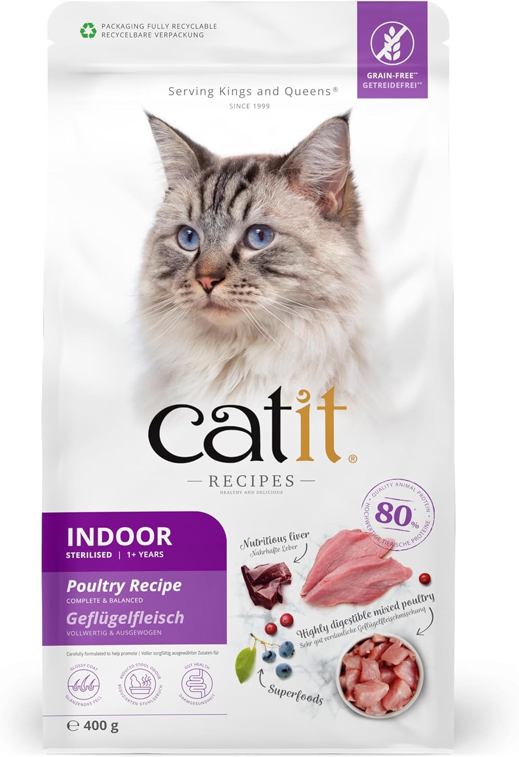 Catit Recipes Indoor Poultry Recipe Dry Food Complete 400g