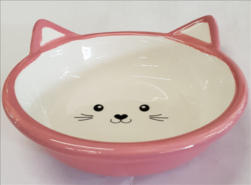 Pet Platter Kitten Face Bowl Pink