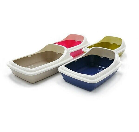 Rosewood Birba Large Cat Litter Tray With Rim Assorted Colours