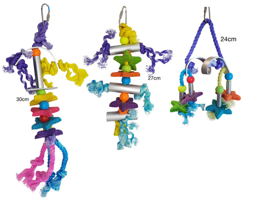 1x Beaks Mini Mix Medium Calcium Stars Bird Toy Assorted Design