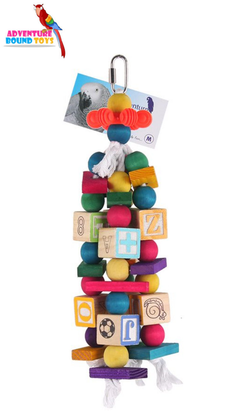 Adventure Bound Colourful Wooden Blocks Parrot Toy