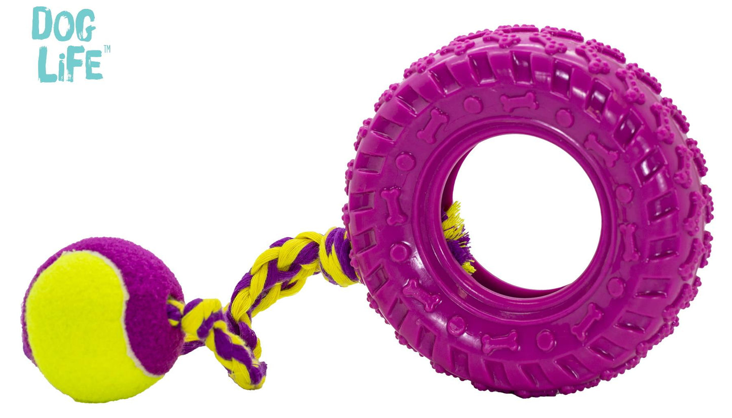 Dog Life Tuffs Neon Brights Fling & Chew Tyre