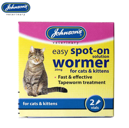 Johnson's Veterinary Easy Spot-on Wormer Tapeworm Treatment 2 Vials