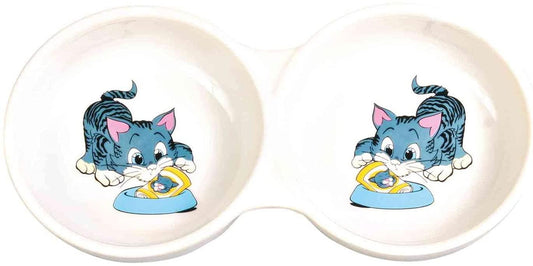 Trixie Double Bowl Comic Cat 2 x 150ml