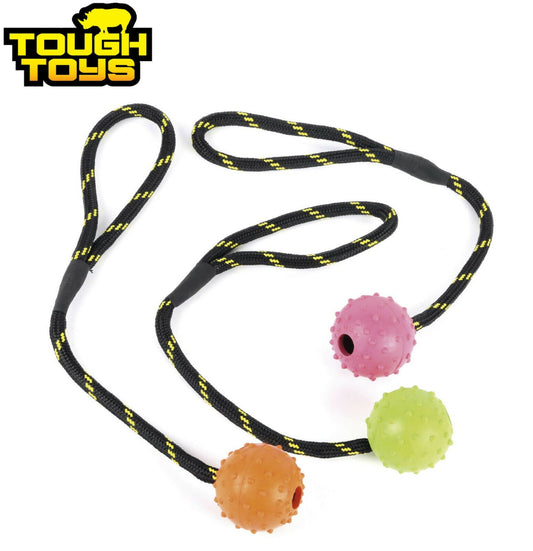 Tough Toys Studded Ball On Rope 2"