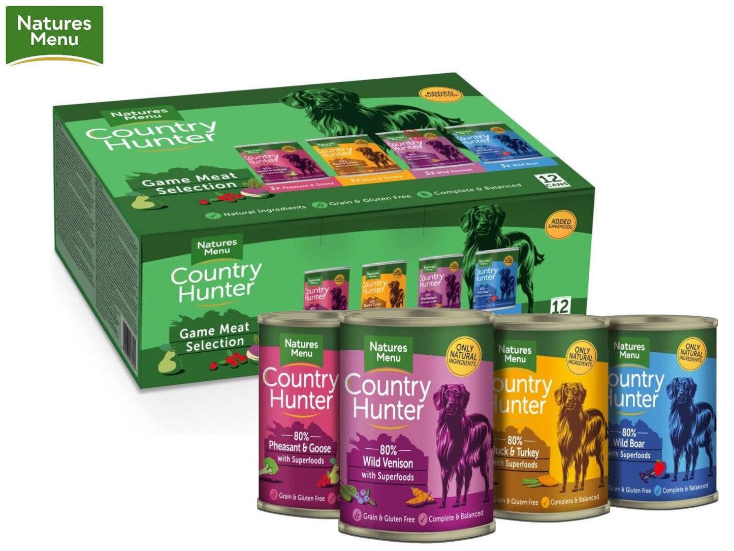 Natures Menu Country Hunter Game Meat Selection Cans 12 x 400g