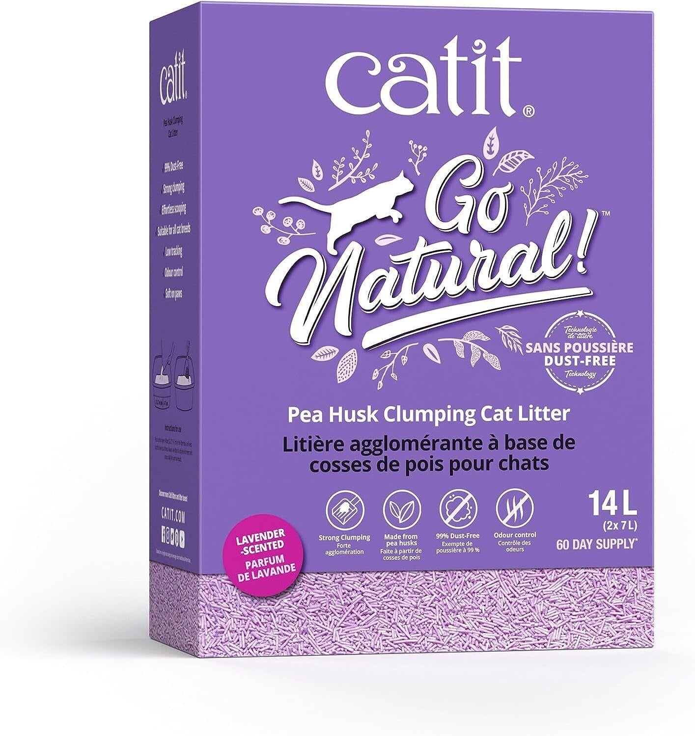 Catit Go Natural Pea Husk Cat Litter 14Ltr Lavender