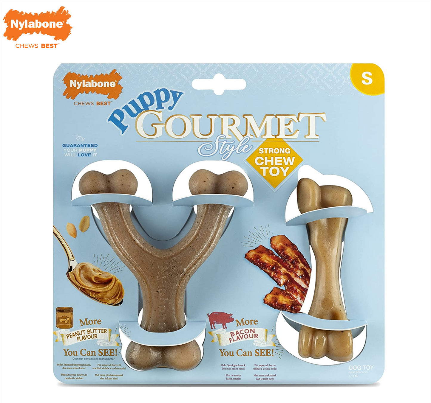 Nylabone Puppy Gourmet Femur & Wishbone Small Twin Pack