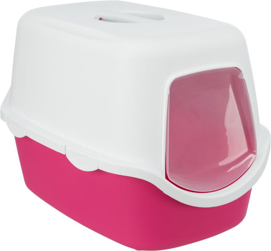 Trixie Vico Hooded Cat Litter Tray Pink & White